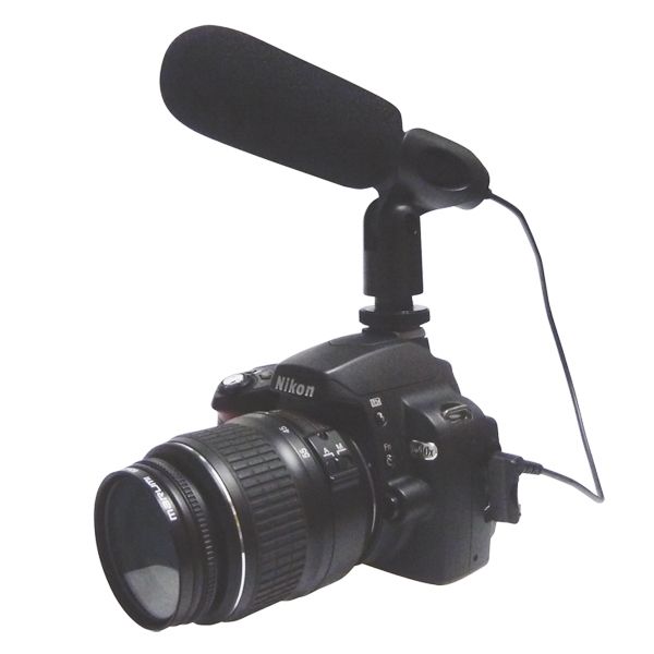 Stereo DSLR microphone for high-quality recording - DSLR stereo microphone display in the camera